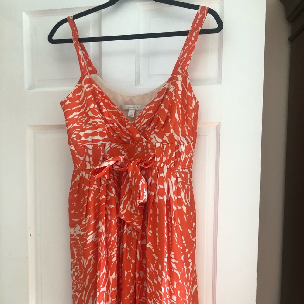 Lauren Conrad Orange and White Dress